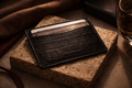Croc-Embossed Leather Cardholder